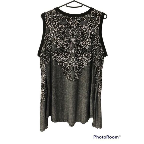 Venus Women’s Long Sleeve Top Size M Gray Black Trim Draw-String Front Closure - Picture 4 of 13